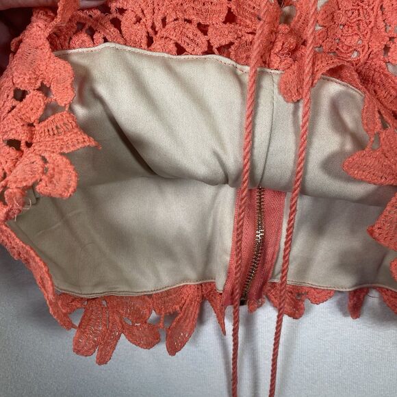Willow Root Lace Crochet Tank Top Coral Orange Size M Adjustable Straps Back Zip - Picture 7 of 13